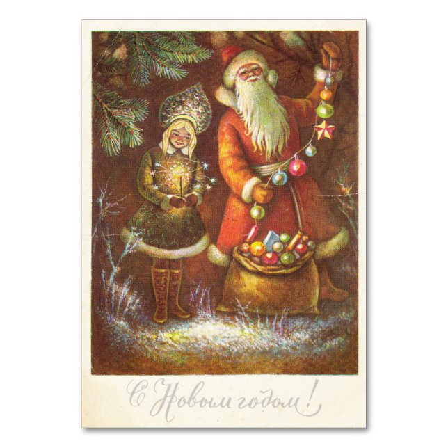Sants Claus with Snowmaden Table Number (Front)