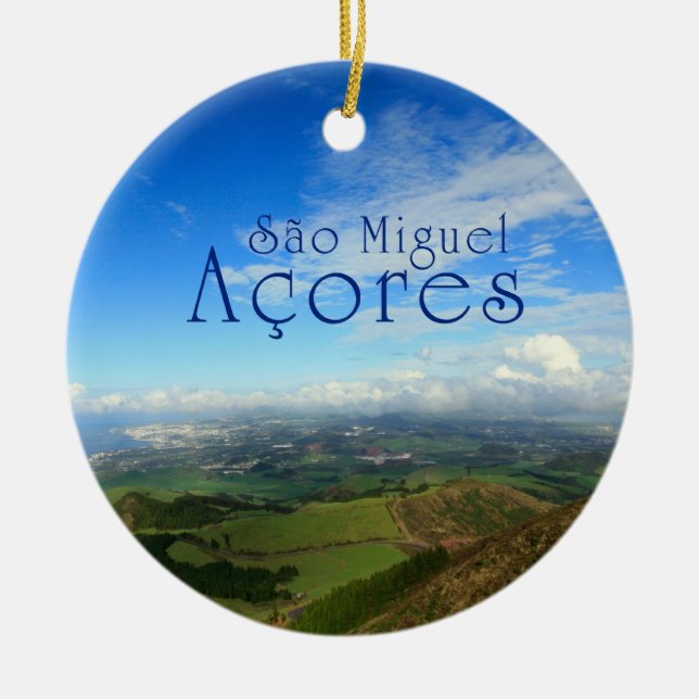Sao Miguel island Azores Ceramic Tree Decoration (Front)