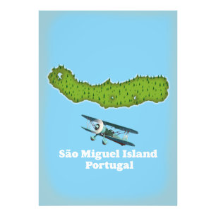 São Miguel Island Portugal map Photo Print