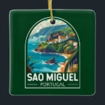 Sao Miguel Island Portugal Travel Art Ceramic Ornament<br><div class="desc">Sao Miguel Island retro vector travel design. It’s known for its volcanic scenery,  flora and rich marine life,  including whales.</div>