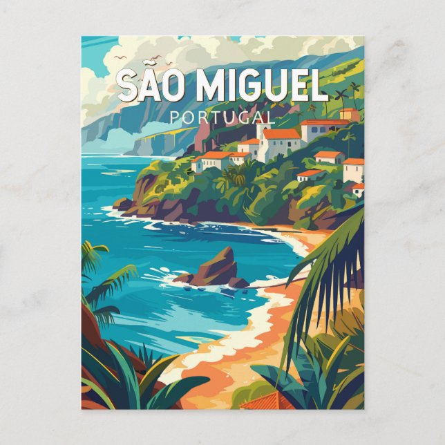 Sao Miguel Island Portugal Travel Art Postcard (Front)