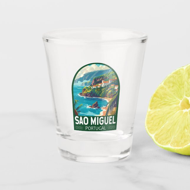 Sao Miguel Island Portugal Travel Art Shot Glass (Front)