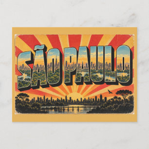 São Paulo BR Skyline Parks Rivers Art Postcard