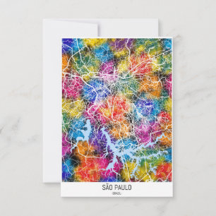 São Paulo Brazil City Map Thank You Card