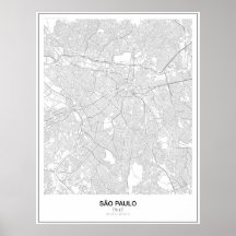 São Paulo, Brazil, Minimalist Map Poster (Style 2)