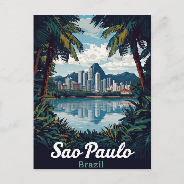 São Paulo Brazil Tropical City Skyline Postcard (Front)