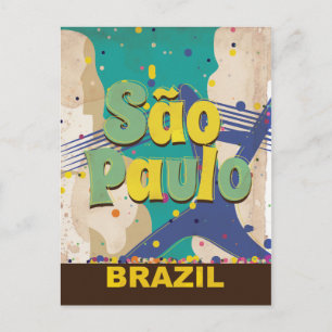 São Paulo Brazil Vintage Travel Poster Postcard