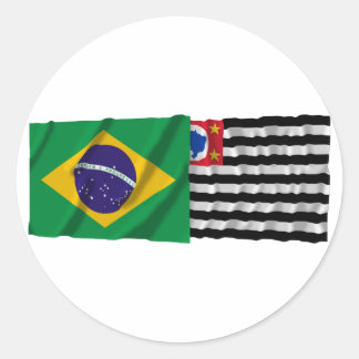 São Paulo & Brazil Waving Flags Classic Round Sticker