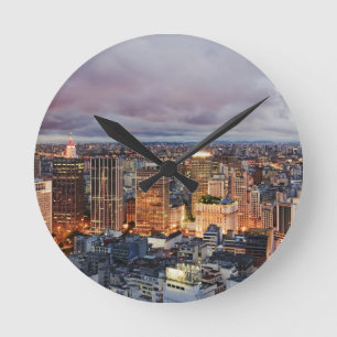 Sao Paulo Cityscape Round Clock