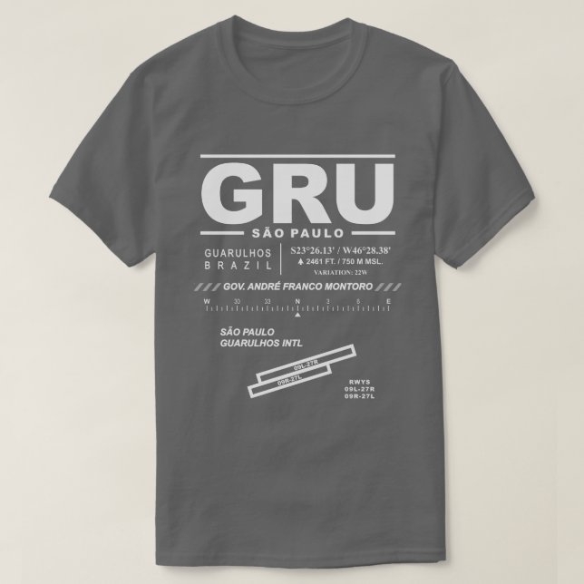 Sao Paulo Guarulhos Int'l Airport GRU T-Shirt (Design Front)