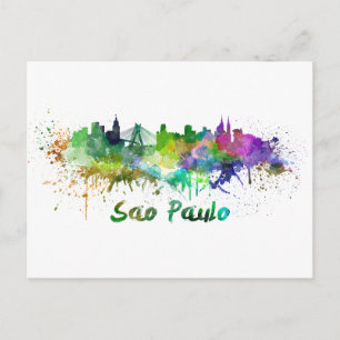 Sao Paulo skyline in watercolor Postcard