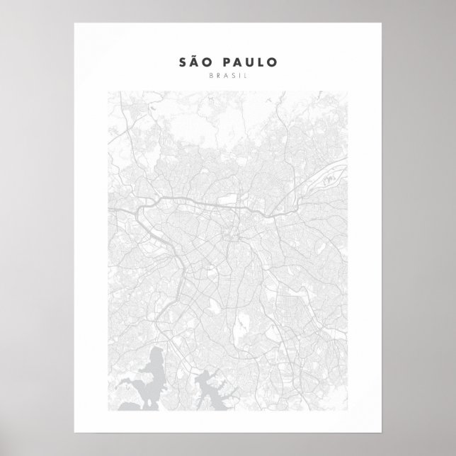 Sao Paulo White City Map Poster (Front)