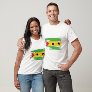 Sao Tome and Principe Flag Brush Art T-Shirt