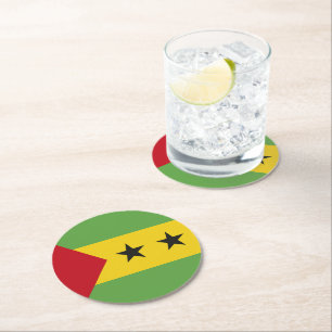 Sao Tome and Principe flag Round Paper Coaster