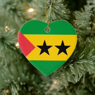 São Tomé e Príncipe flag Ceramic Tree Decoration
