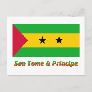 Sao Tome & Principe Flag with Name Postcard