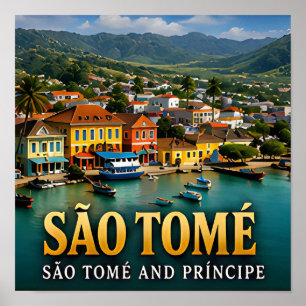 São Tomé Tropical Harbour and Island Paradise Poster