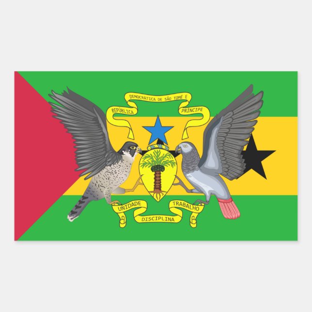 São Toméan Flag & Coat of Arms Rectangular Sticker (Front)