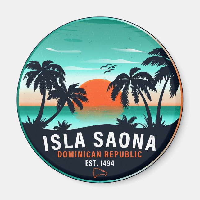 Saona Island Dominican Republic Retro Sunset 60s Magnet (Front)