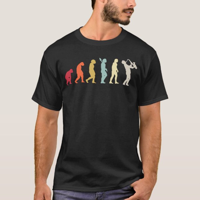 Saophonist Evolution Jazz Musician Saophone player T-Shirt (Front)