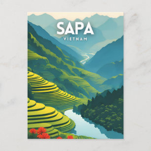 Sapa Vietnam Scenic Vintage Postcard