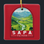 Sapa Vietnam Travel Art Vintage Ceramic Ornament<br><div class="desc">Sapa retro vector travel design. Sa Pa is a town in the Hoàng Liên Son Mountains of northwestern Vietnam.</div>