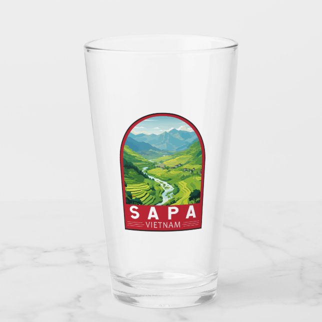 Sapa Vietnam Travel Art Vintage Glass (Front)