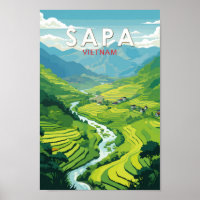 Sapa Vietnam Travel Art Vintage