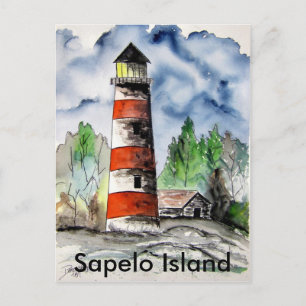 Sapelo Island Lighthouse Georgia Nautical art gift Postcard