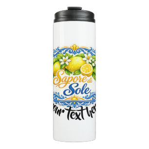 Sapore di Sole  Mediterranean Lemon Watercolor Art Thermal Tumbler