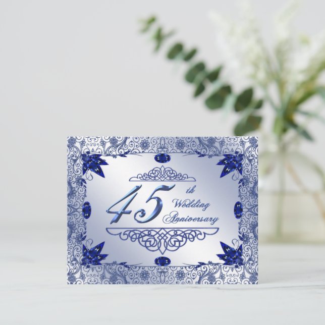 Sapphire 45th Wedding Anniversary 4.25x5.5 Invite (Standing Front)