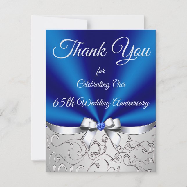 Sapphire 65th Wedding Anniversary Thank You Cards (Front)