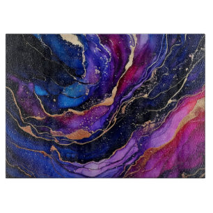 Sapphire Amethyst Alcohol Ink Cutting Board
