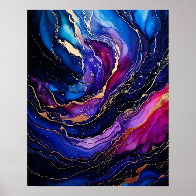 Sapphire Amethyst Alcohol Ink  Poster (Front)