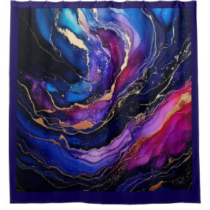 Sapphire Amethyst Alcohol Ink Shower Curtain