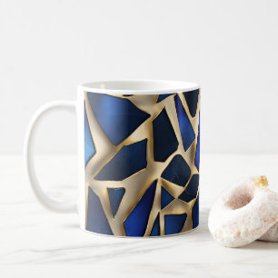 Sapphire and gold coloured cracked glass design mu coffee mug