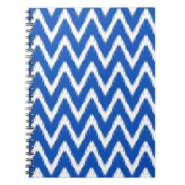 Sapphire Asian Moods Ikat Chevrons Spiral Notebook (Front)