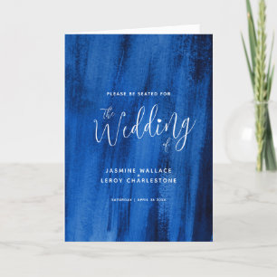 Sapphire blue abstract art wedding programme