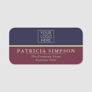 Sapphire Blue and Burgundy Red: Professional Logo Name Tag