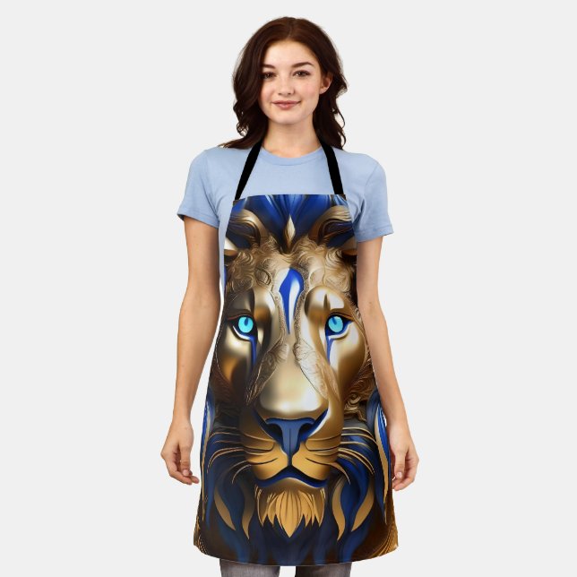 Sapphire Blue And Gold Lion, Apron (Worn)