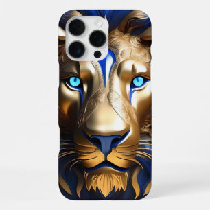 Sapphire Blue And Gold Lion, iPhone 16 Pro Max Case
