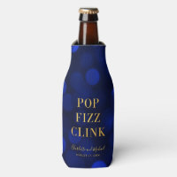 Sapphire Blue Bokeh Faux Gold Pop Fizz Clink