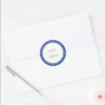 Sapphire Blue Bold Border Modern Wedding Classic Round Sticker<br><div class="desc">Modern wedding stickers featuring a simple yet elegant design with your names inside of a double border.  The colour palette may be changed in the design editing tool.</div>