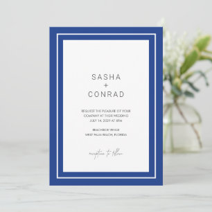 Sapphire Blue Bold Border Modern Wedding Invitation