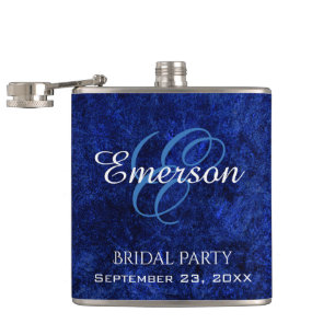Sapphire Blue   Cobalt Azure Bridal Party Monogram Hip Flask