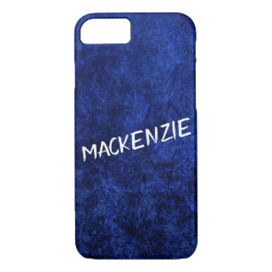Sapphire Blue   Cobalt Grunge Velvet Monogram Name Case-Mate iPhone Case