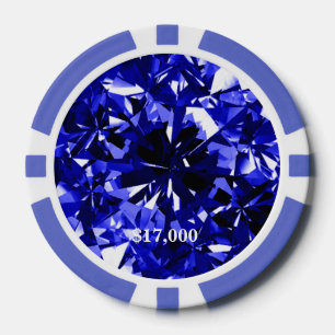 Sapphire Blue Diamond Gem Stone Poker Chip Stripe