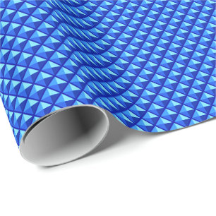 Sapphire blue, enamel look, studded grid wrapping paper