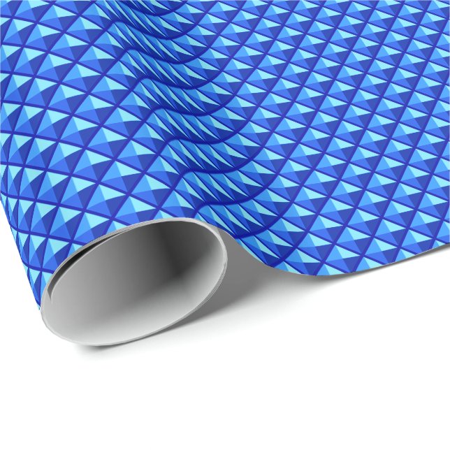Sapphire blue, enamel look, studded grid wrapping paper (Roll Corner)