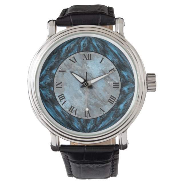 Sapphire Blue Faux Marble Wrist Watch (Front)